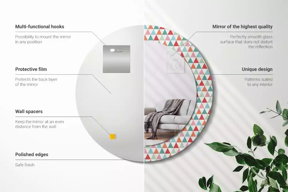 Espelho redondo decorativo Padrão geométrico