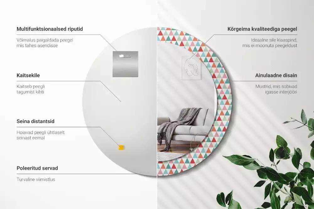 Espelho redondo decorativo Padrão geométrico