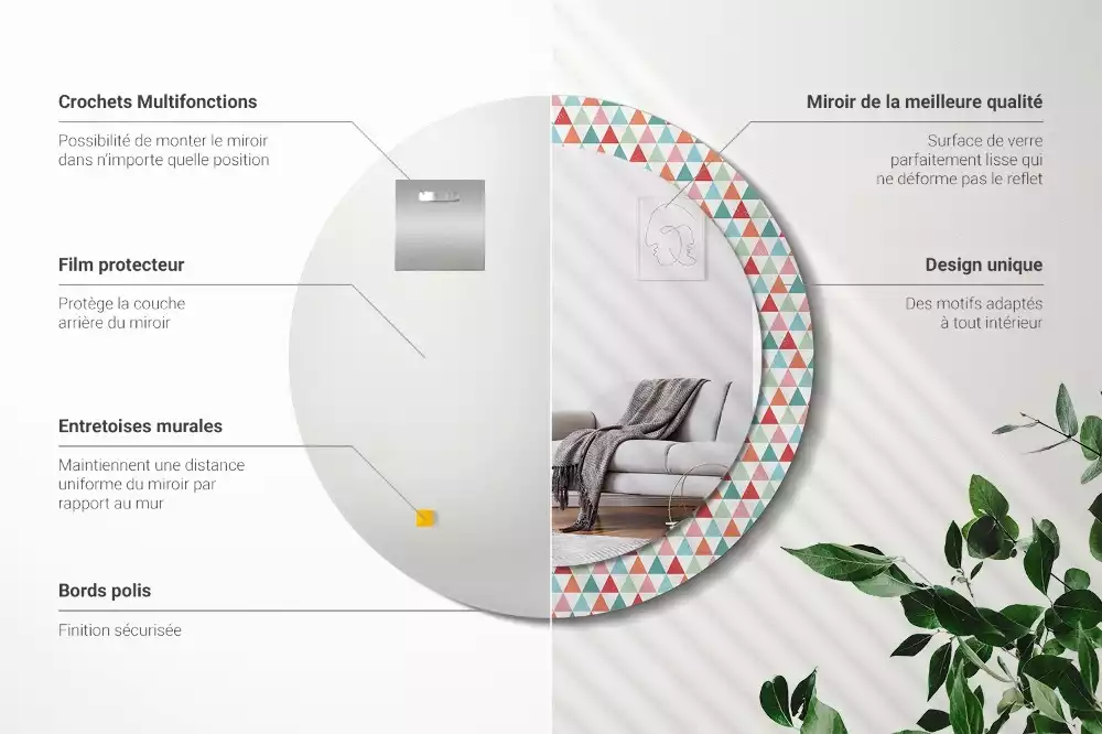 Espelho redondo decorativo Padrão geométrico