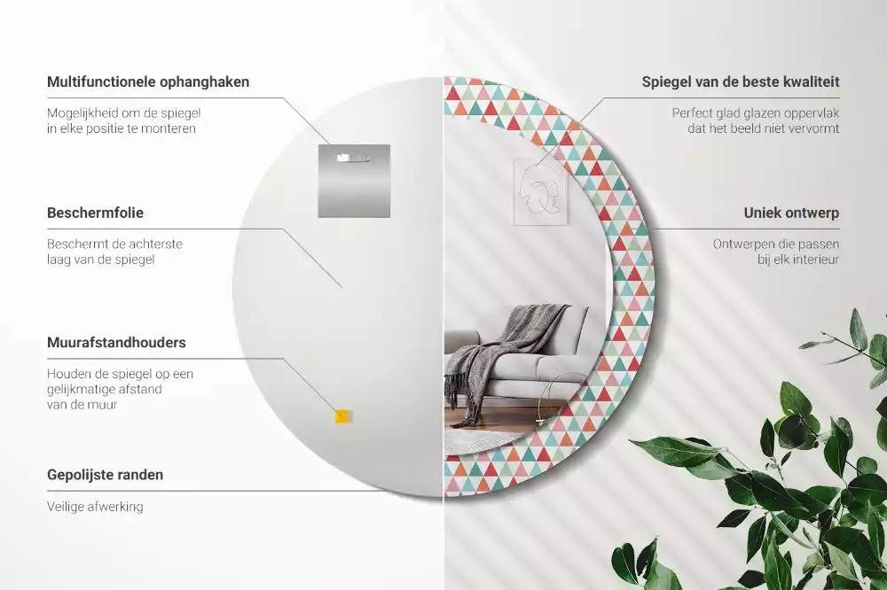 Espelho redondo decorativo Padrão geométrico