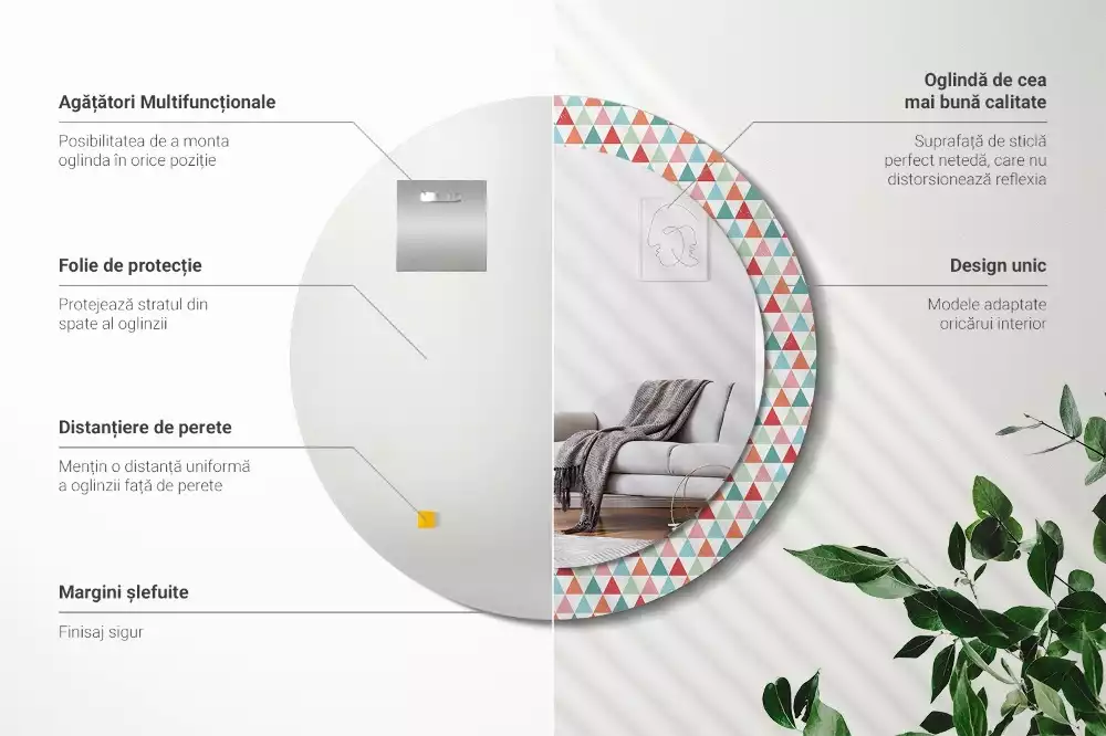 Espelho redondo decorativo Padrão geométrico