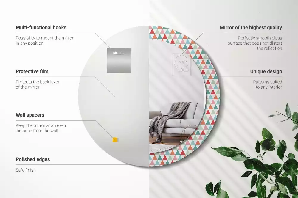 Espelho redondo decorativo Padrão geométrico