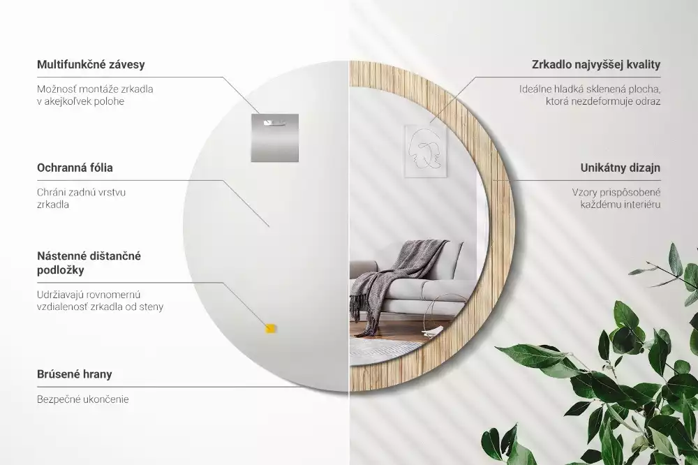 Espelho decorativo redondo palha de bambu