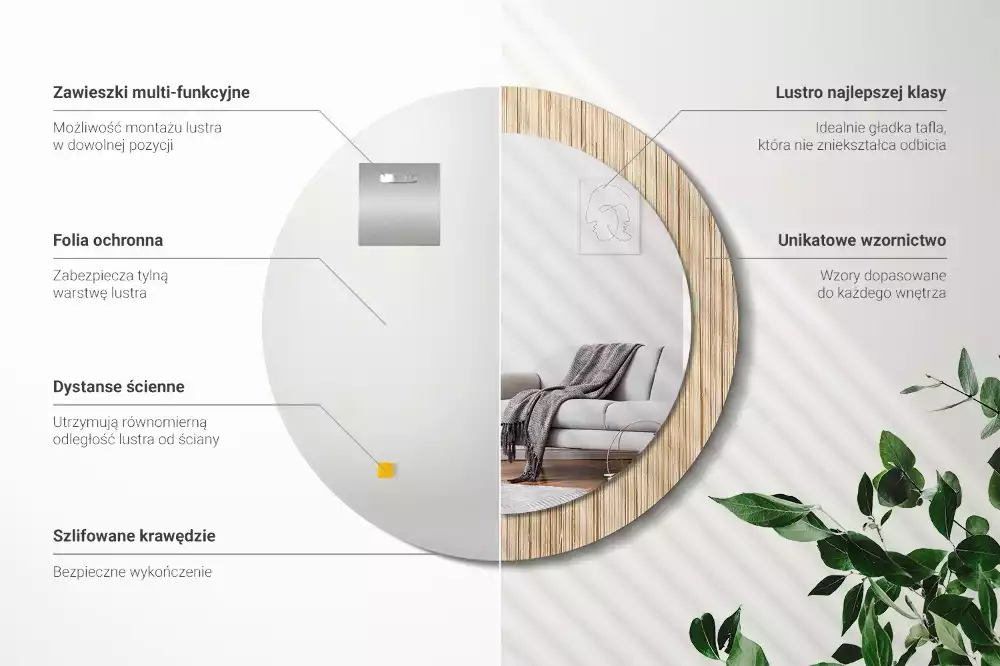 Espelho decorativo redondo palha de bambu