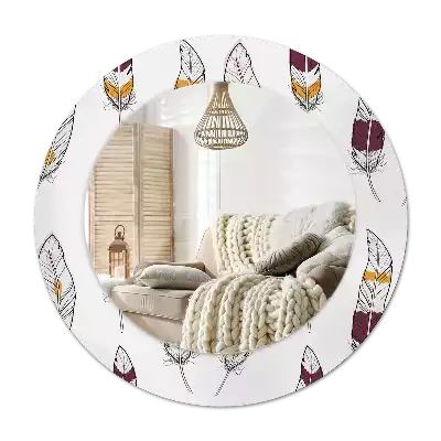 Espelho redondo decorativo penas