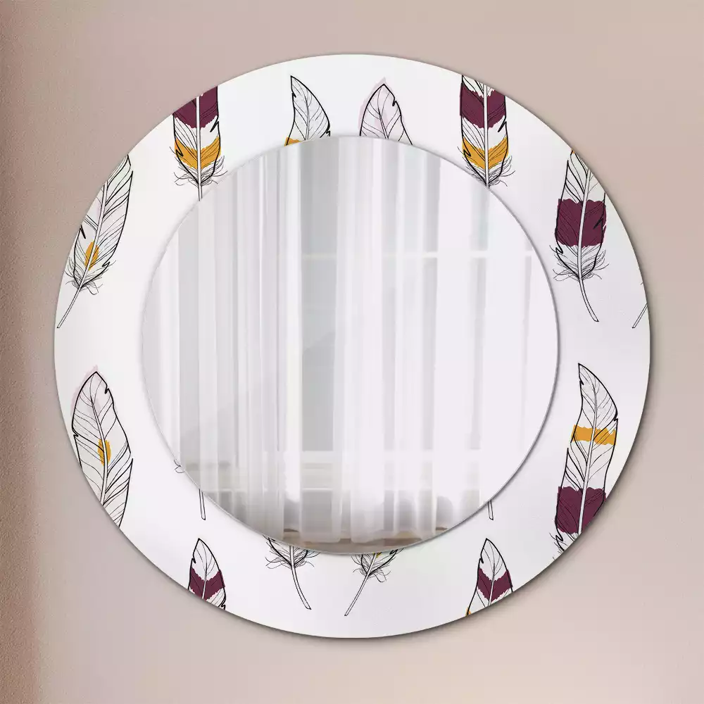 Espelho redondo decorativo penas