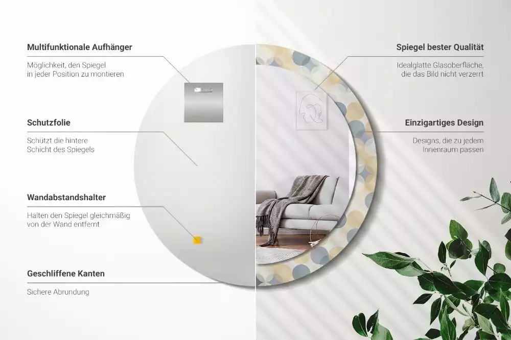 Espelho redondo decorativo Círculos geométricos