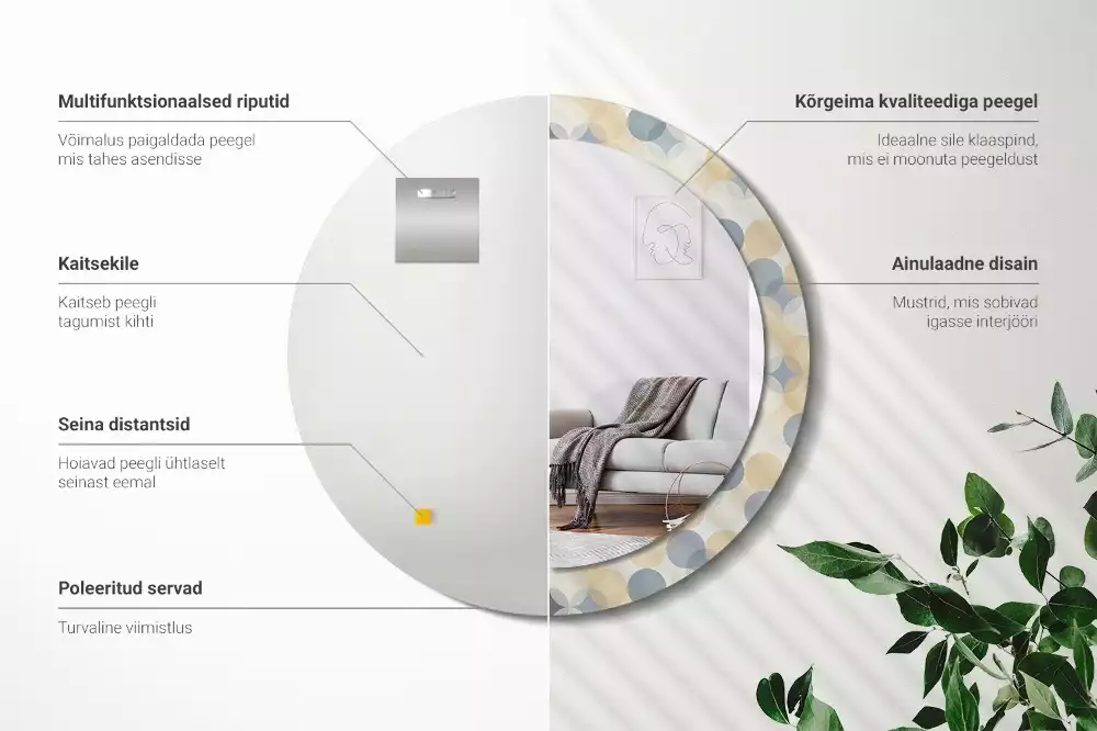 Espelho redondo decorativo Círculos geométricos