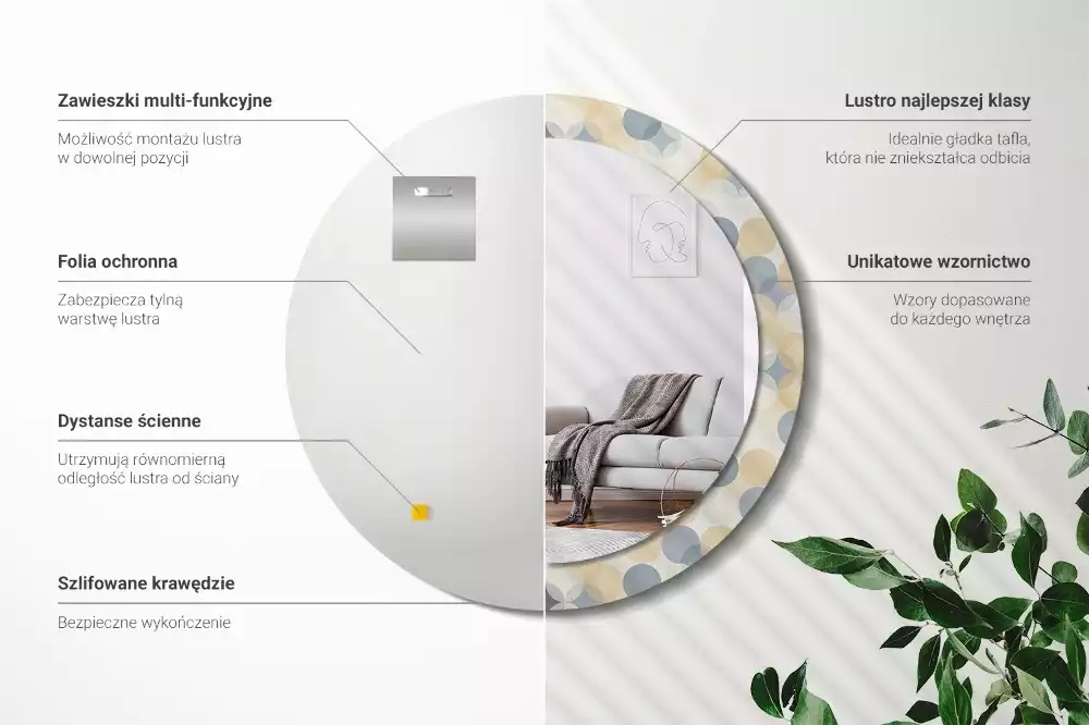 Espelho redondo decorativo Círculos geométricos