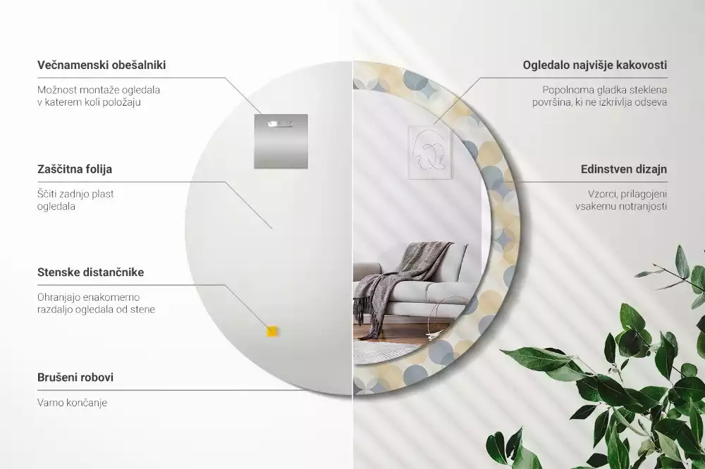 Espelho redondo decorativo Círculos geométricos