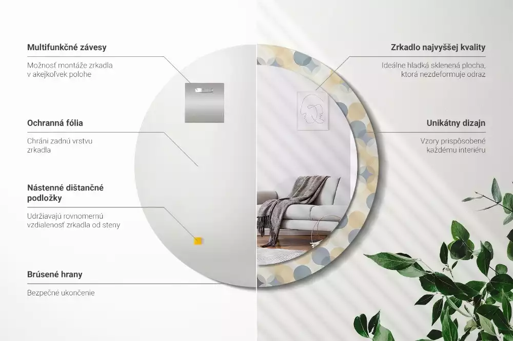 Espelho redondo decorativo Círculos geométricos