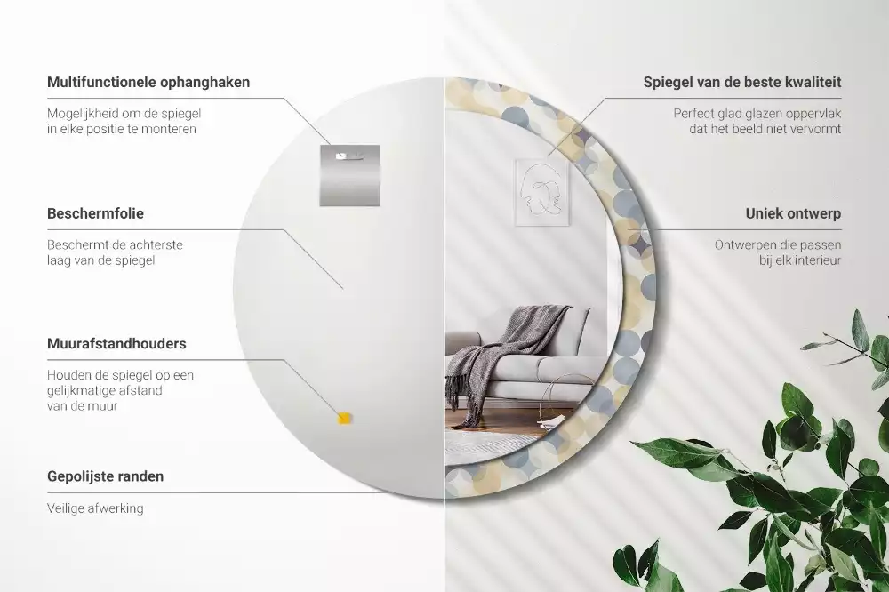 Espelho redondo decorativo Círculos geométricos