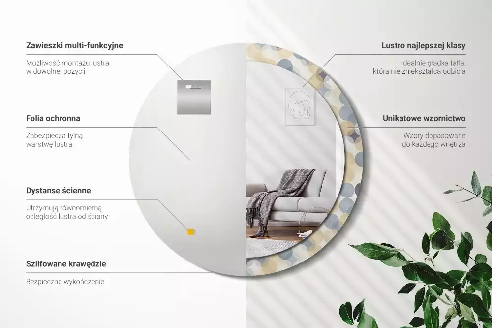 Espelho redondo decorativo Círculos geométricos