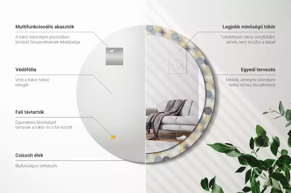 Espelho redondo decorativo Círculos geométricos