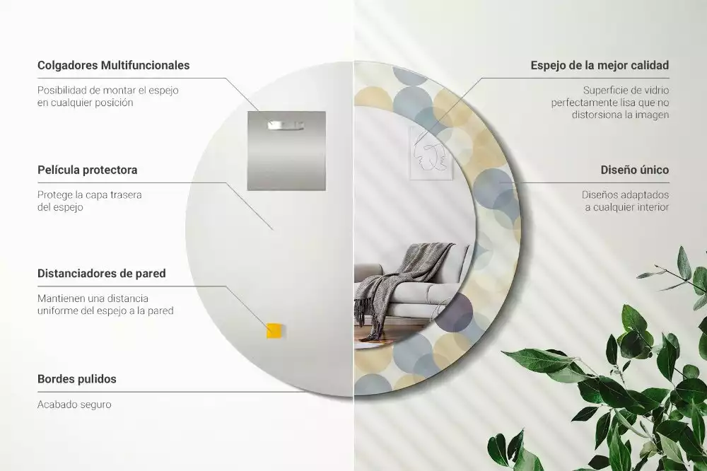 Espelho redondo decorativo Círculos geométricos