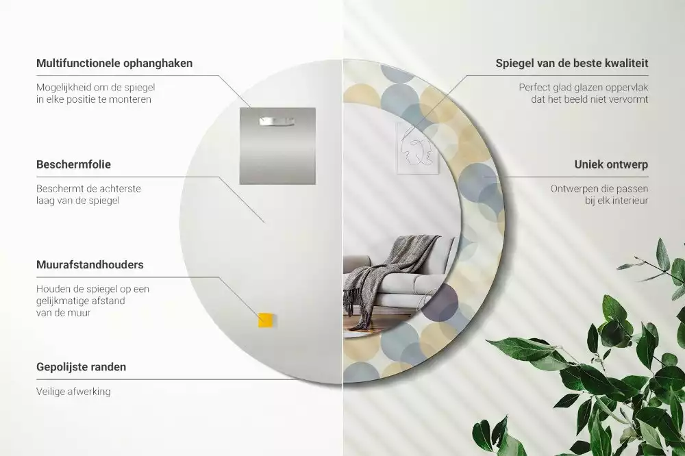 Espelho redondo decorativo Círculos geométricos