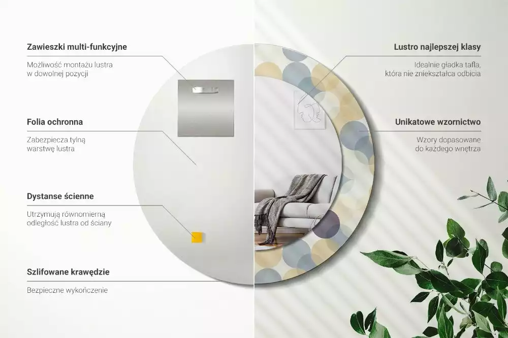 Espelho redondo decorativo Círculos geométricos