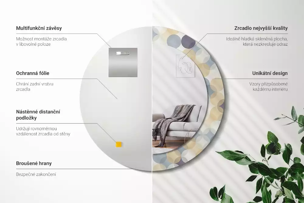 Espelho redondo decorativo Círculos geométricos