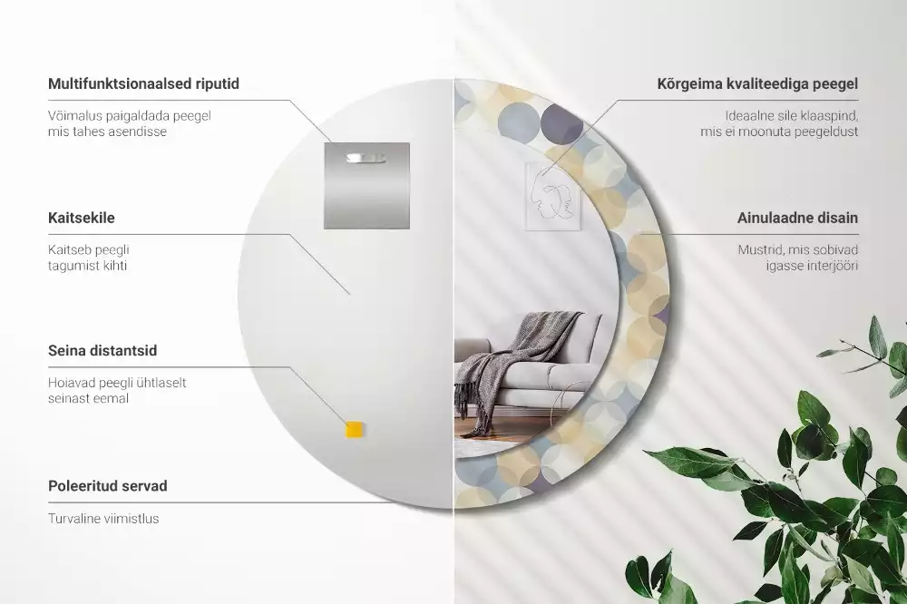 Espelho redondo decorativo Círculos geométricos