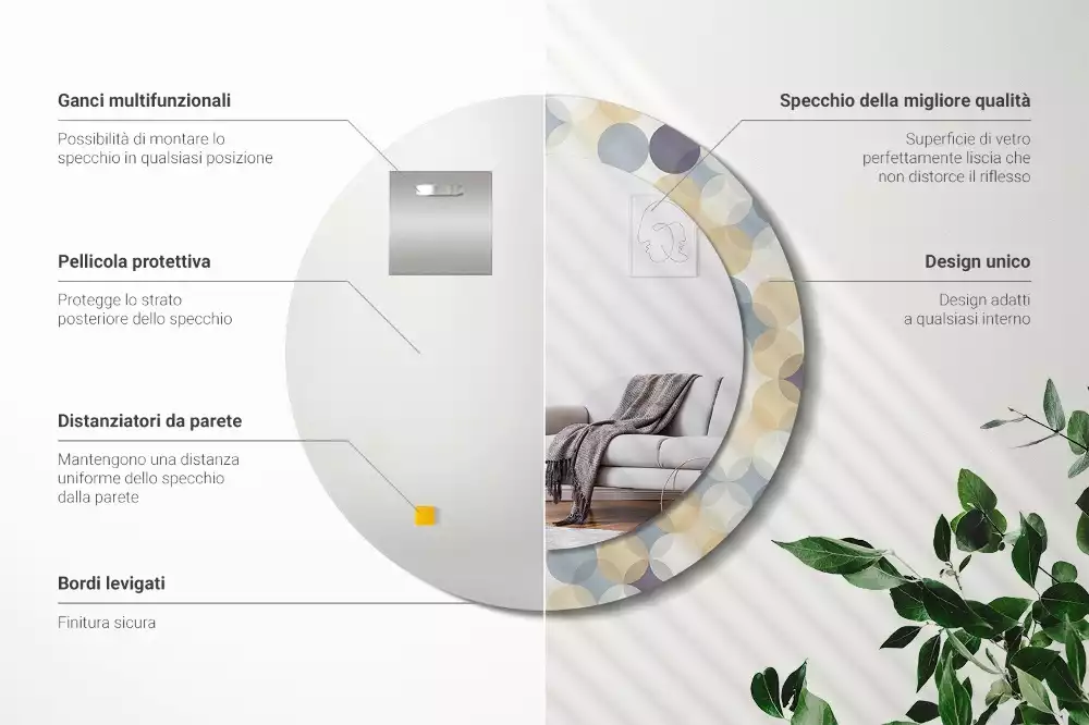 Espelho redondo decorativo Círculos geométricos