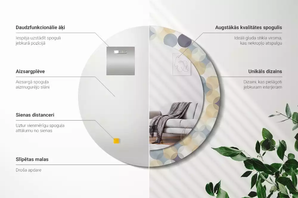 Espelho redondo decorativo Círculos geométricos