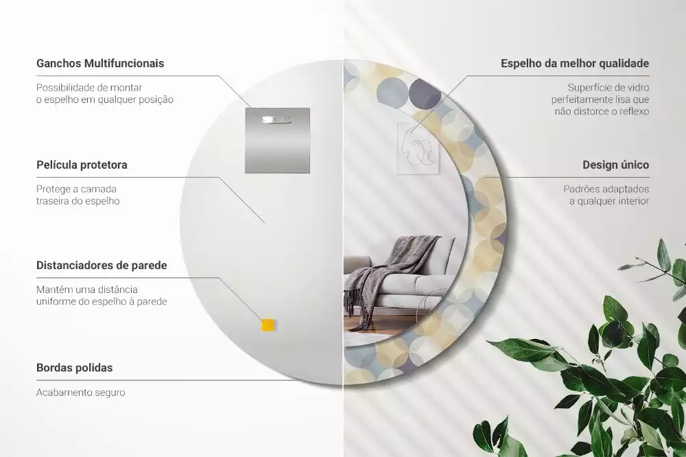 Espelho redondo decorativo Círculos geométricos