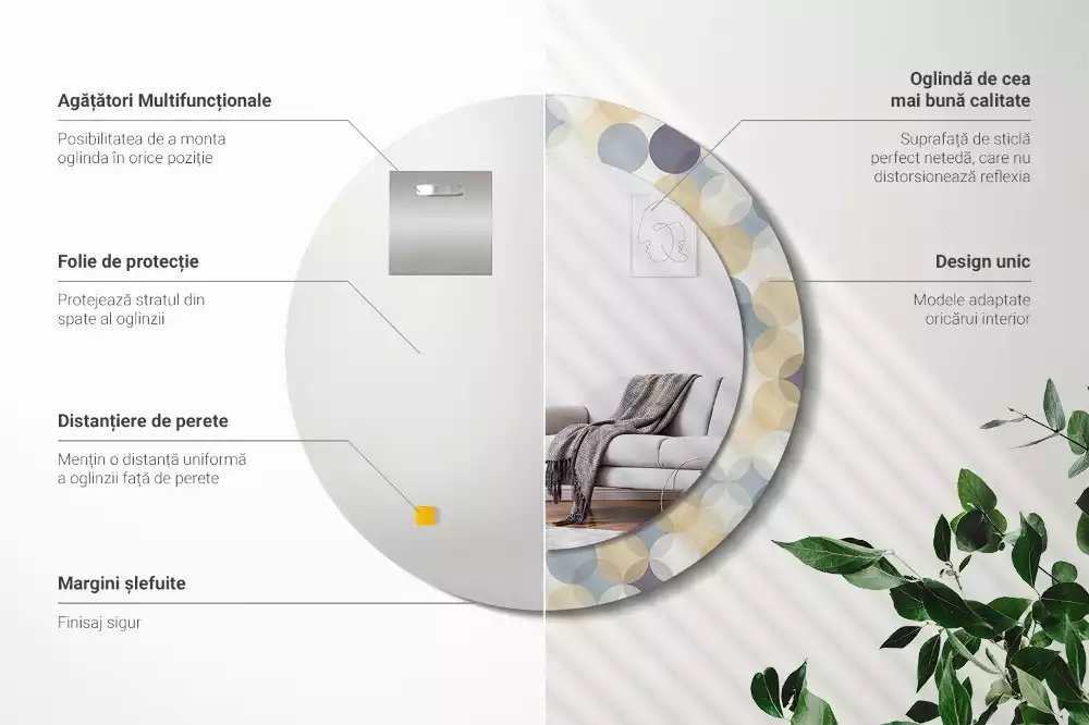 Espelho redondo decorativo Círculos geométricos