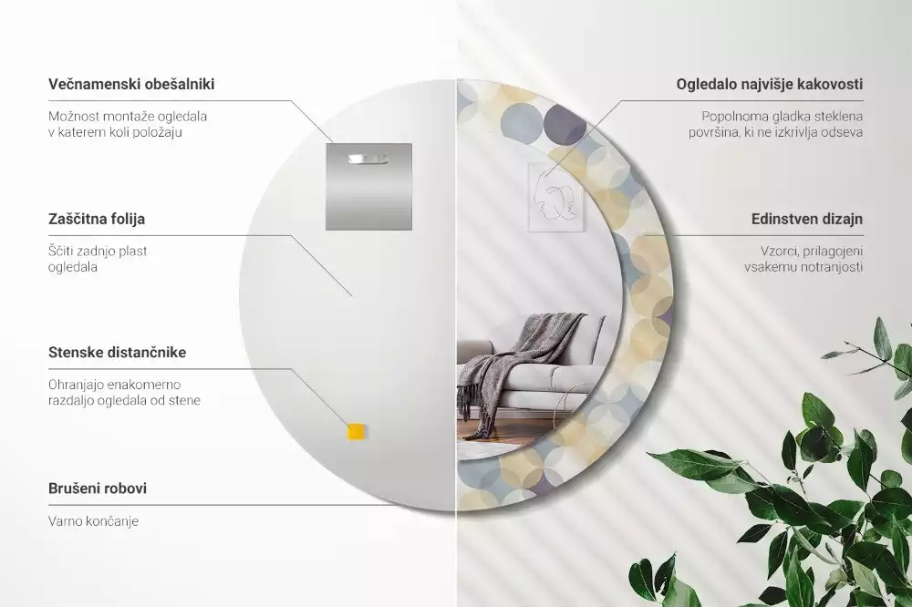 Espelho redondo decorativo Círculos geométricos