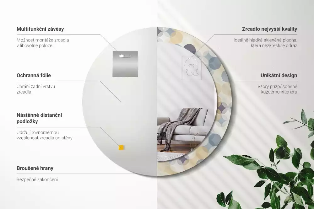 Espelho redondo decorativo Círculos geométricos