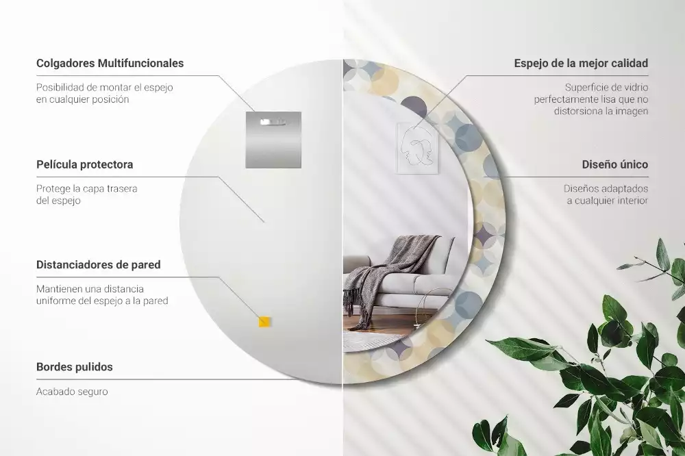 Espelho redondo decorativo Círculos geométricos