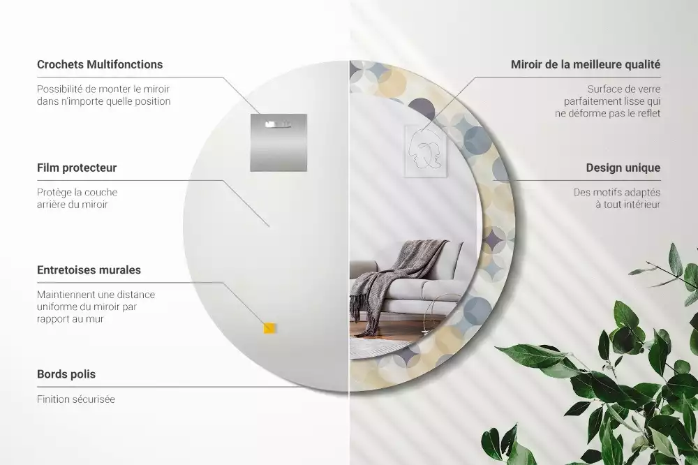 Espelho redondo decorativo Círculos geométricos