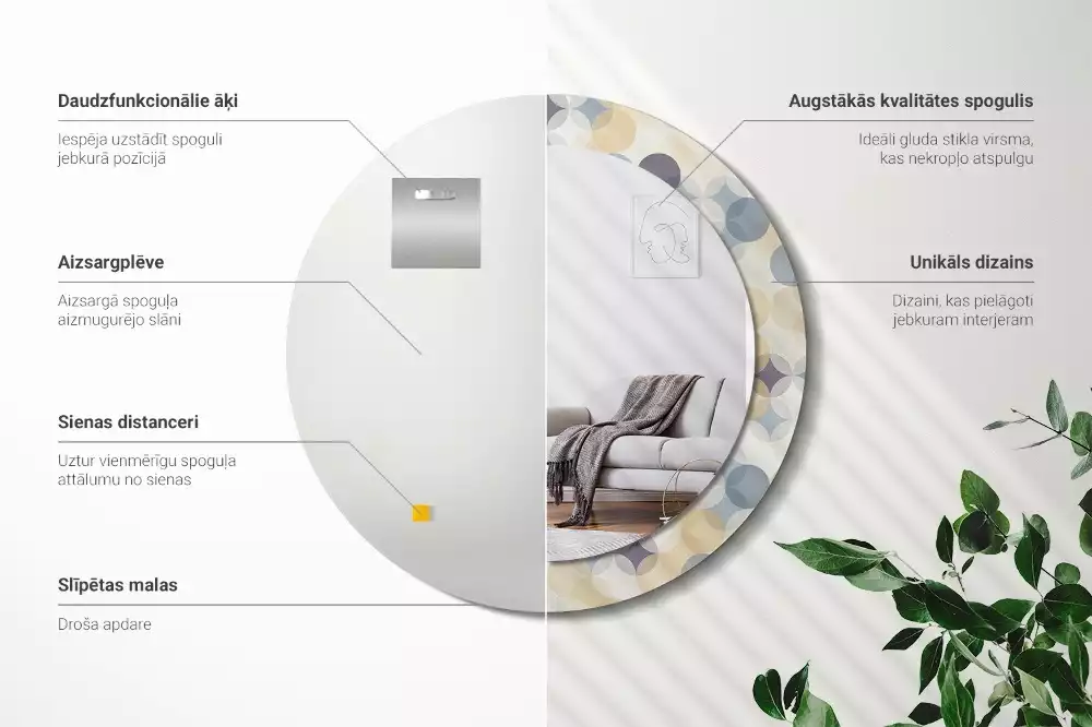 Espelho redondo decorativo Círculos geométricos