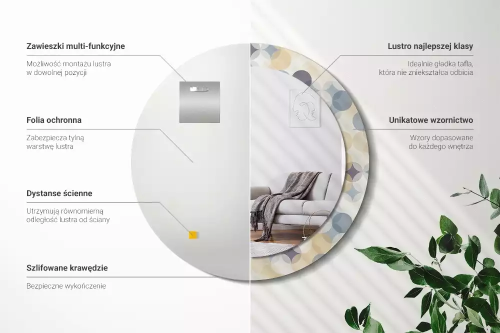 Espelho redondo decorativo Círculos geométricos