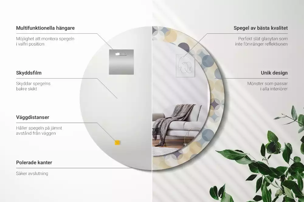 Espelho redondo decorativo Círculos geométricos