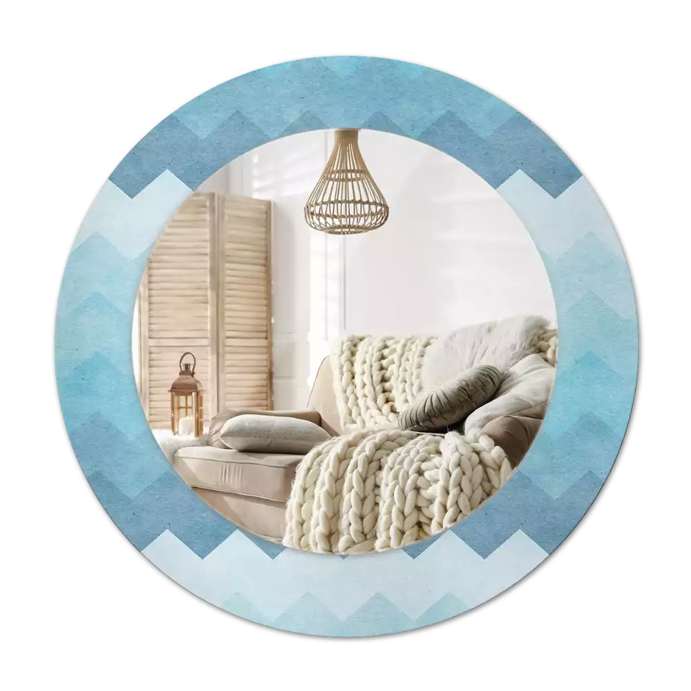 Espelho decorativo redondo Chevron azul