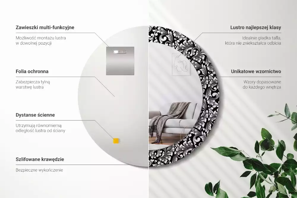 Espelho redondo decorativo Ornament