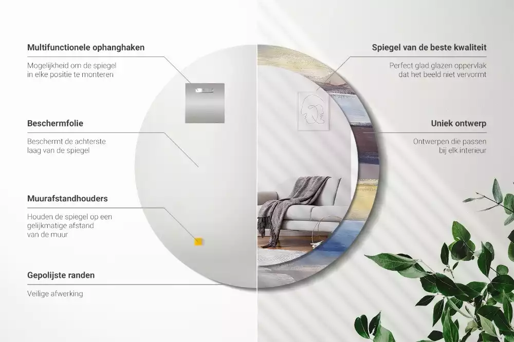 Espelho redondo decorativo Pintura abstrata