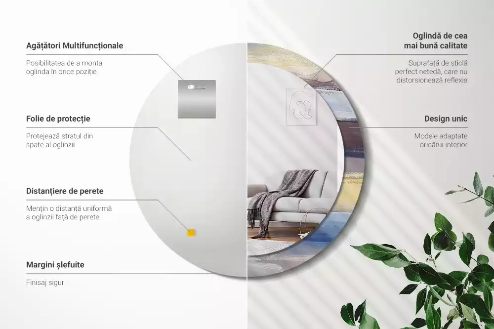 Espelho redondo decorativo Pintura abstrata