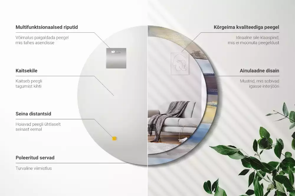 Espelho redondo decorativo Pintura abstrata