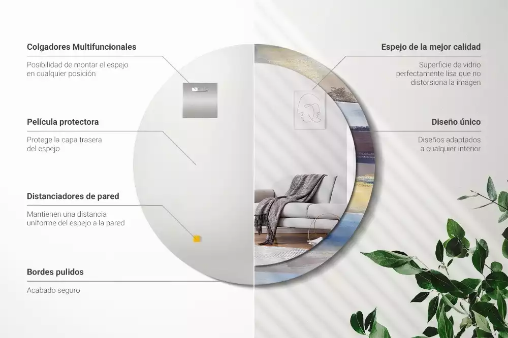 Espelho redondo decorativo Pintura abstrata