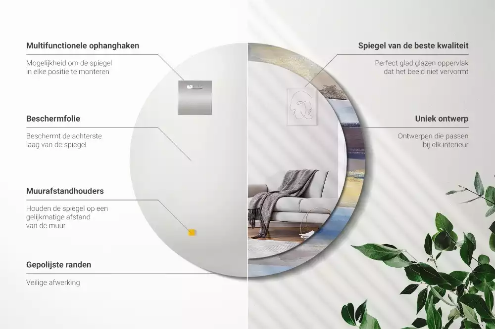 Espelho redondo decorativo Pintura abstrata