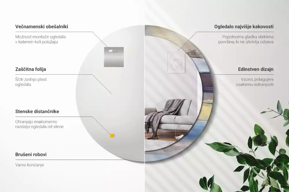 Espelho redondo decorativo Pintura abstrata