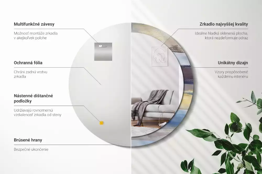 Espelho redondo decorativo Pintura abstrata