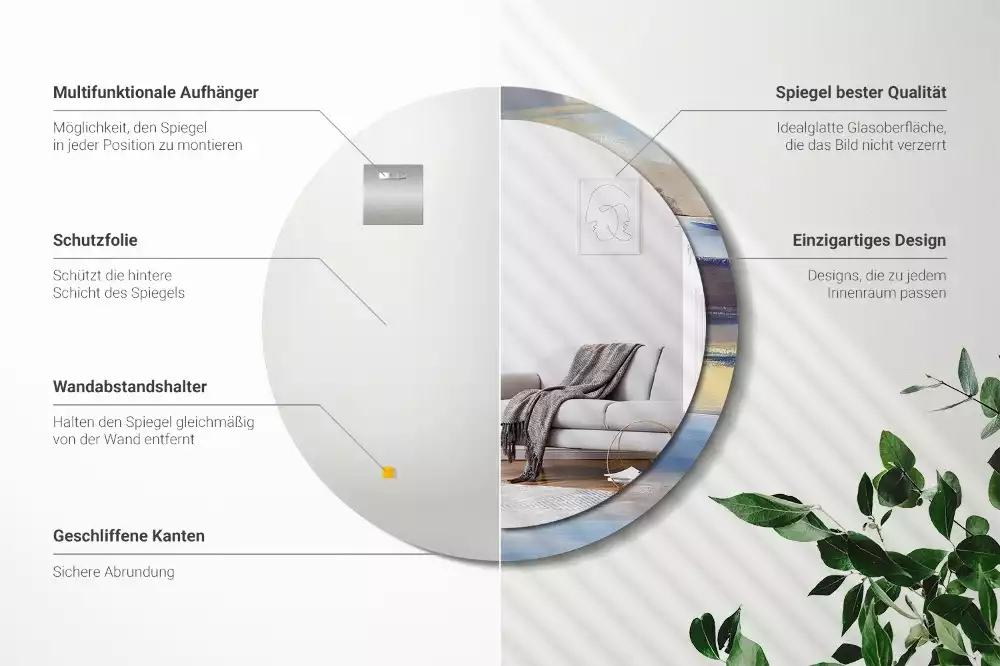 Espelho redondo decorativo Pintura abstrata