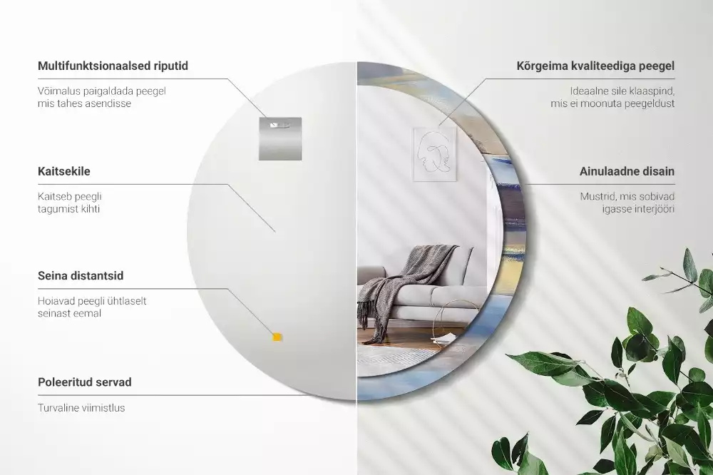 Espelho redondo decorativo Pintura abstrata