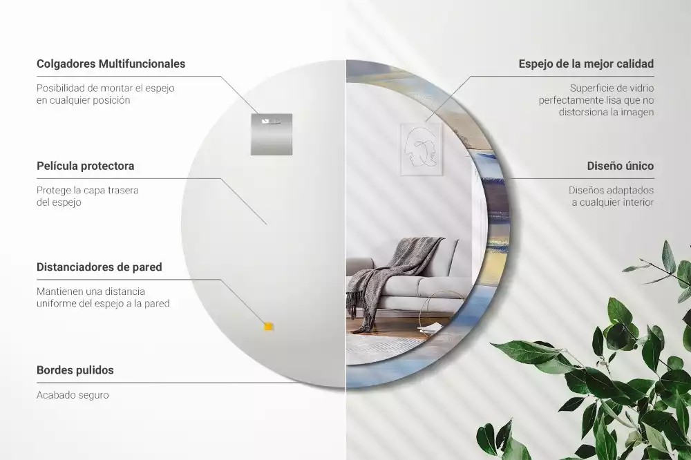 Espelho redondo decorativo Pintura abstrata