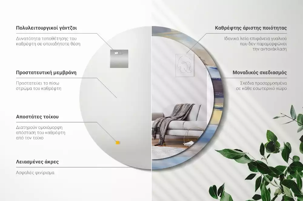 Espelho redondo decorativo Pintura abstrata