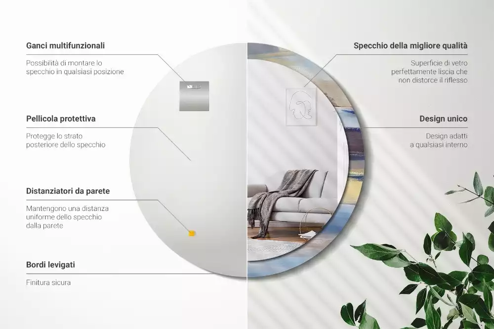 Espelho redondo decorativo Pintura abstrata