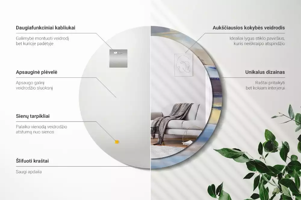 Espelho redondo decorativo Pintura abstrata