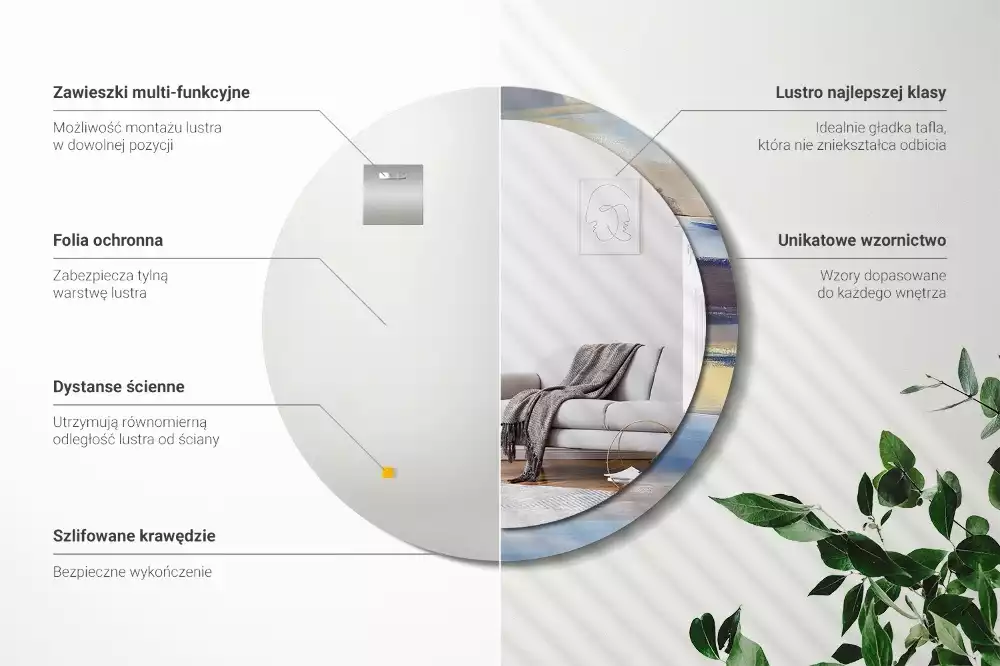 Espelho redondo decorativo Pintura abstrata